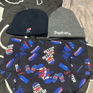 Pepsi and Tropicana Beanies with Pepsi Lunch Bag with Gatorade towel